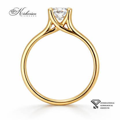 Класически годежен пръстен от жълто злато 14k с диамант 0.50ct H VVS1 IGI – K630B