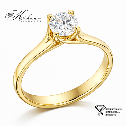 Класически годежен пръстен от жълто злато 14k с диамант 0.50ct H VVS1 IGI – K630B
