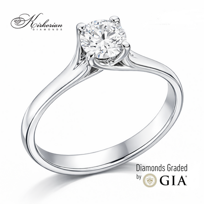 Класически годежен пръстен от бяло злато 14k с диамант 0.50ct E - VS1 GIA – код K630