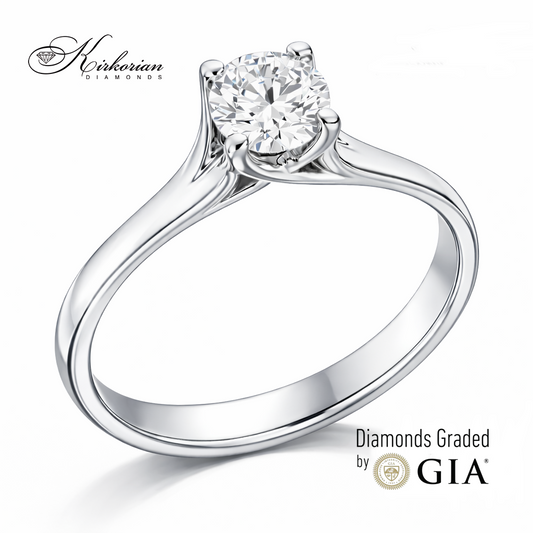 Класически годежен пръстен от бяло злато 14k с диамант 0.50ct E/VVS2 GIA – код K630
