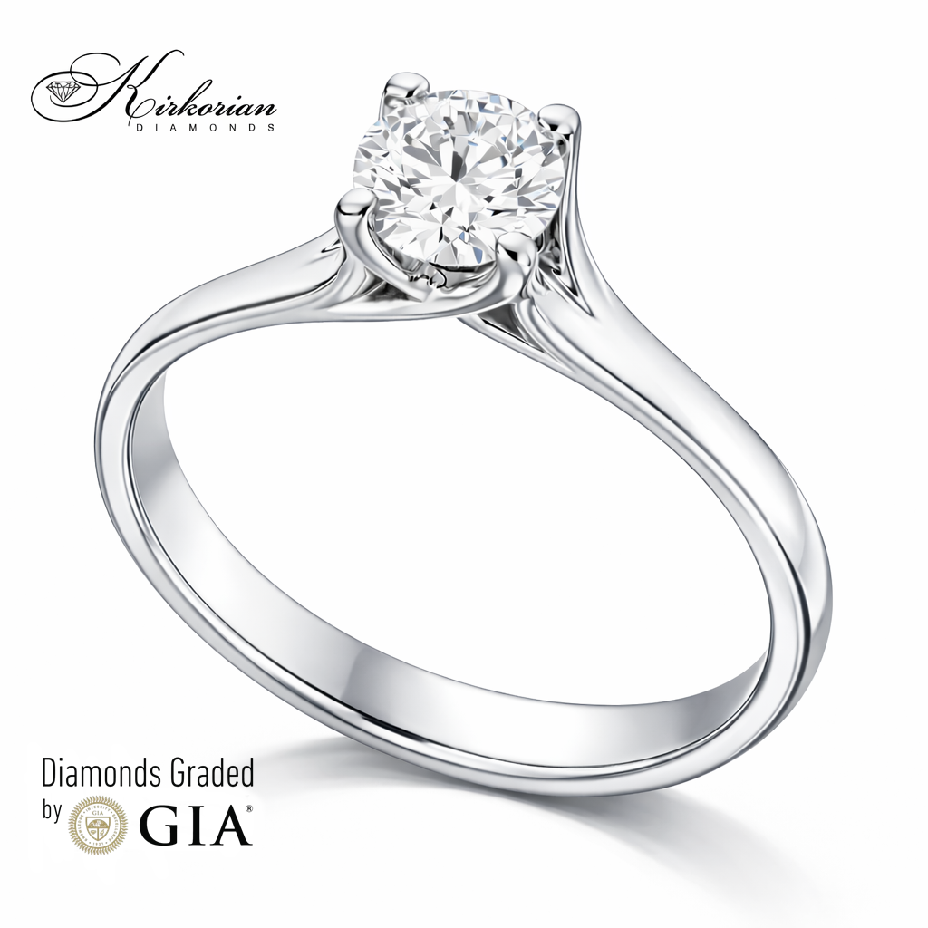 Класически годежен пръстен от бяло злато 14k с диамант 0.50ct E - VS1 GIA – код K630