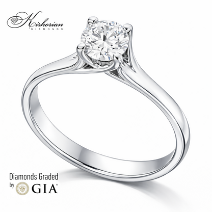 Класически годежен пръстен от бяло злато 14k с диамант 0.50ct E - VS1 GIA – код K630
