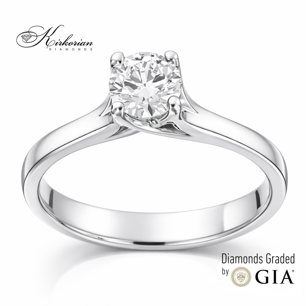 Класически годежен пръстен от бяло злато 14k с диамант 0.50ct E - VS1 GIA – код K630