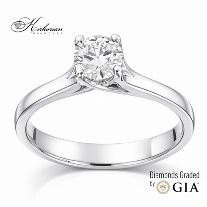 Класически годежен пръстен от бяло злато 14k с диамант 0.50ct E - VS1 GIA – код K630