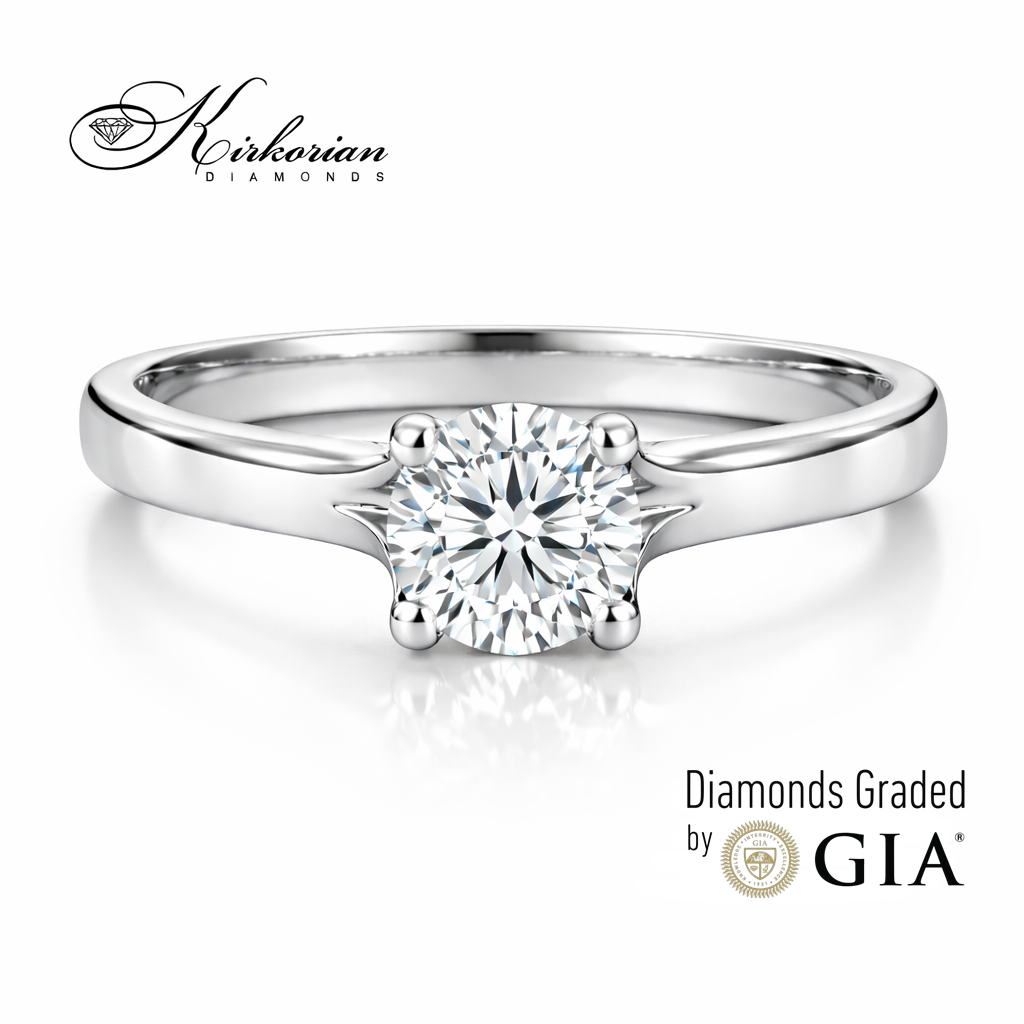 Класически годежен пръстен от бяло злато 14k с диамант 0.50ct E - VS1 GIA – код K630