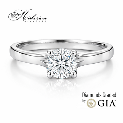 Класически годежен пръстен от бяло злато 14k с диамант 0.50ct E - VS1 GIA – код K630