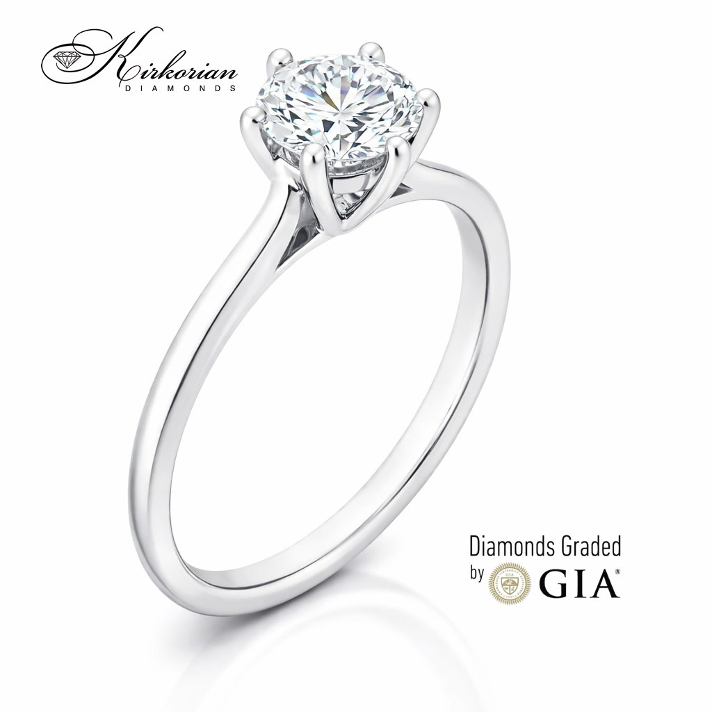 Годежен пръстен от бяло злато с централен диамант 0.50ct GIA модел K631 страничен изглед