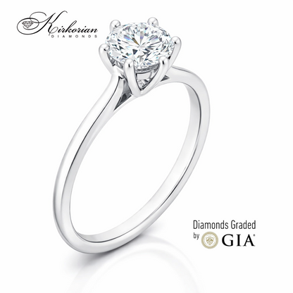 Годежен пръстен от бяло злато с централен диамант 0.50ct GIA модел K631 страничен изглед