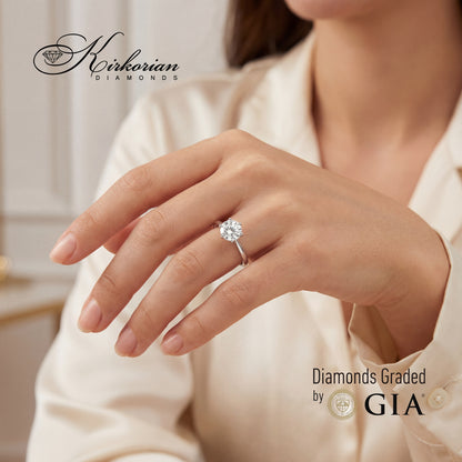 Класически годежен пръстен от бяло злато с диамант 0.50ct GIA модел K631 на ръка