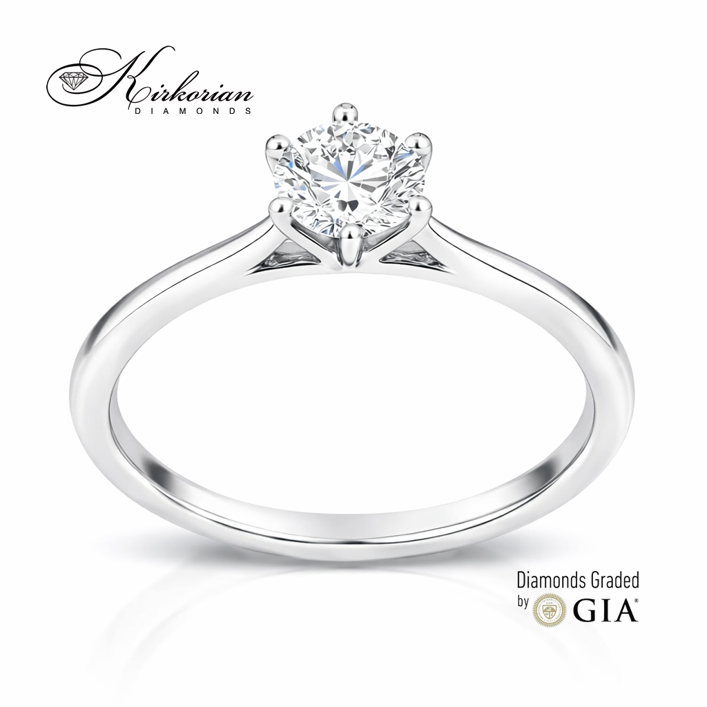 Солитер годежен пръстен бяло злато с диамант 0.50ct GIA модел K631 класически дизайн