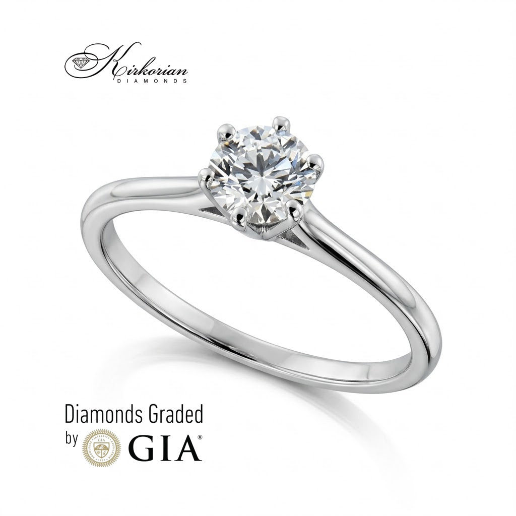 Годежен пръстен от бяло злато 14К с естествен диамант 0.50 ct E/VS2 и сертификат GIA – K631