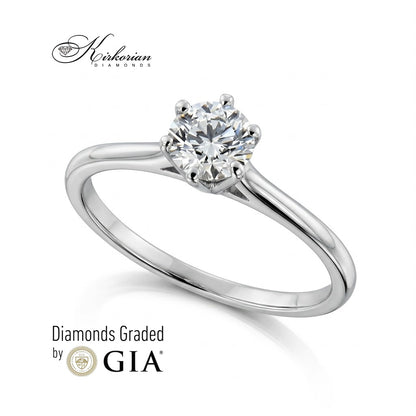 Годежен пръстен от бяло злато 14К с естествен диамант 0.50 ct E/VS2 и сертификат GIA – K631
