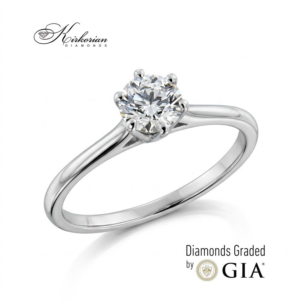 Годежен пръстен K631 с естествен диамант 0.50 ct върху ръка – бяло злато 14К
