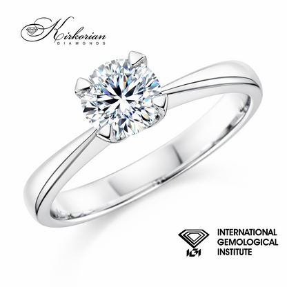 класически годежен пръстен бяло злато 14K с диамант 0.50 ct IGI сертификат K635