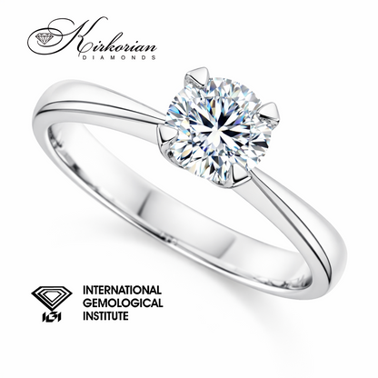 луксозен годежен пръстен с централен диамант 0.50 ct бяло злато 14K модел K635