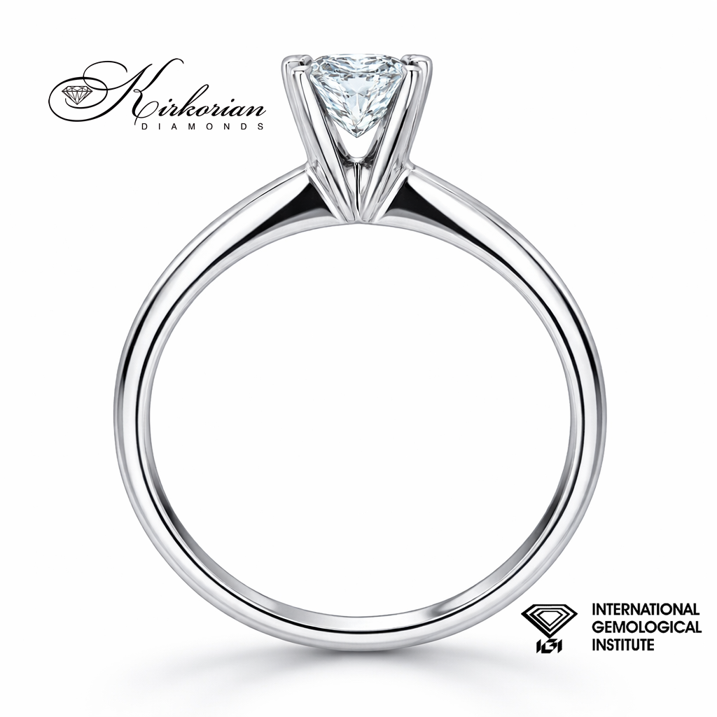 страничен профил годежен пръстен бяло злато 14K диамант 0.50 ct IGI K635