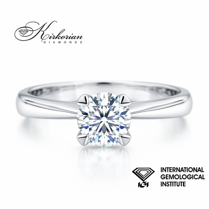 елегантен solitaire годежен пръстен бяло злато 14K диамант 0.50 ct IGI модел K635