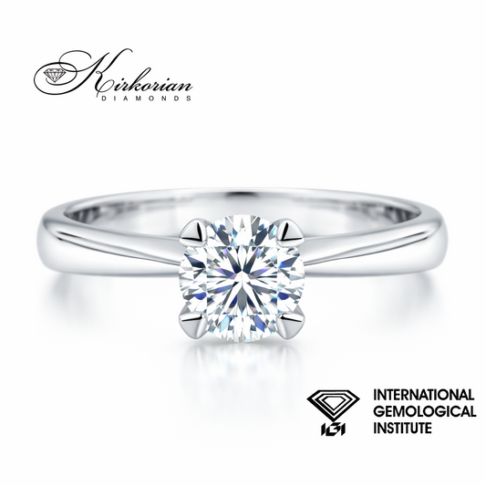 елегантен solitaire годежен пръстен бяло злато 14K диамант 0.50 ct IGI модел K635