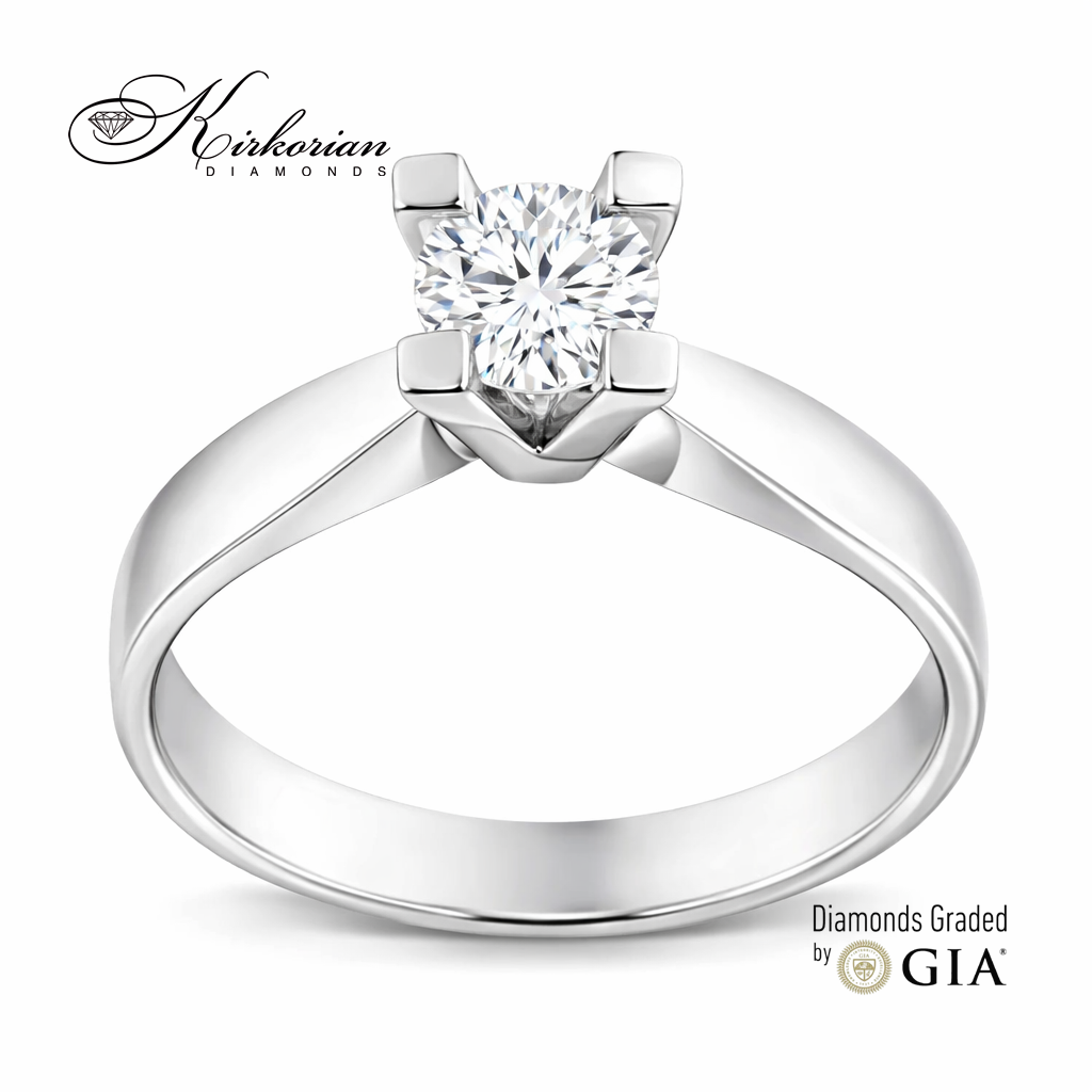 "Годежен пръстен от бяло злато 18 карата с централен диамант 0.50 ct E VS1 GIA – класически солитер код K636"