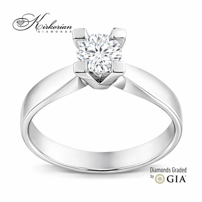"Годежен пръстен от бяло злато 18 карата с централен диамант 0.50 ct E VS1 GIA – класически солитер код K636"