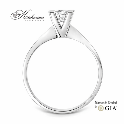 "Профил на годежен пръстен солитер от бяло злато 18K с диамант 0.50 ct E VS1 GIA сертификат код K636"