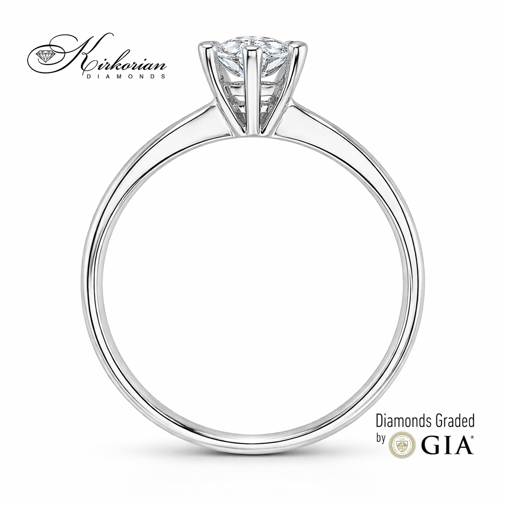 Класически годежен пръстен от бяло злато 14k с диамант 0.30ct GIA D/VVS2 K638