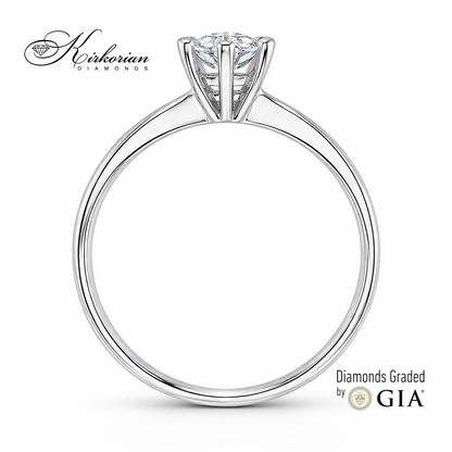 Класически годежен пръстен от бяло злато 14k с диамант 0.30ct GIA D/VVS2 K638