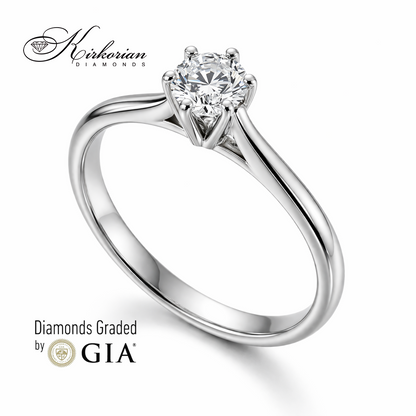Годежен пръстен солитер от бяло злато 14K с централен диамант 0.30 ct GIA D VVS2 модел K639