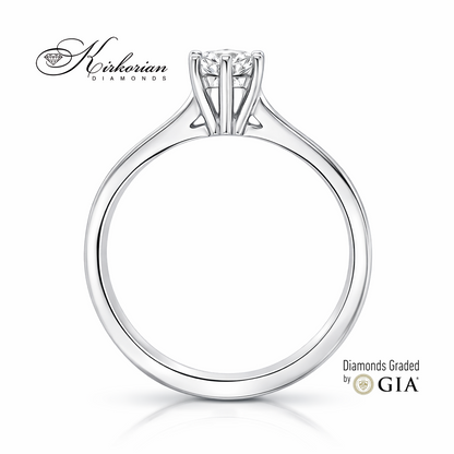 Профил на годежен пръстен от бяло злато 14K с диамант 0.30 ct GIA D VVS2 класически солитер K639