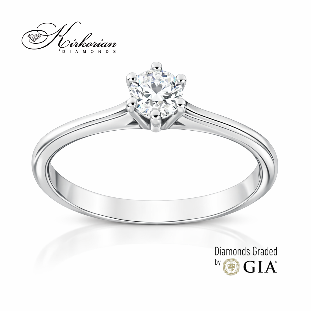 Класически солитер годежен пръстен бяло злато 14K диамант 0.30 ct GIA D VVS2 модел K639