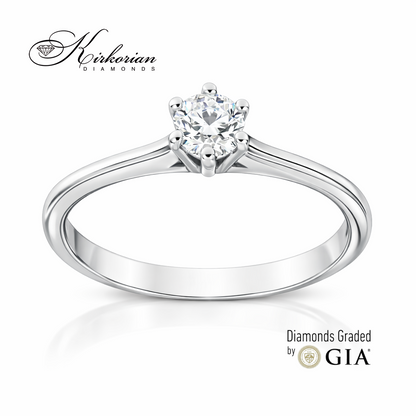 Класически солитер годежен пръстен бяло злато 14K диамант 0.30 ct GIA D VVS2 модел K639