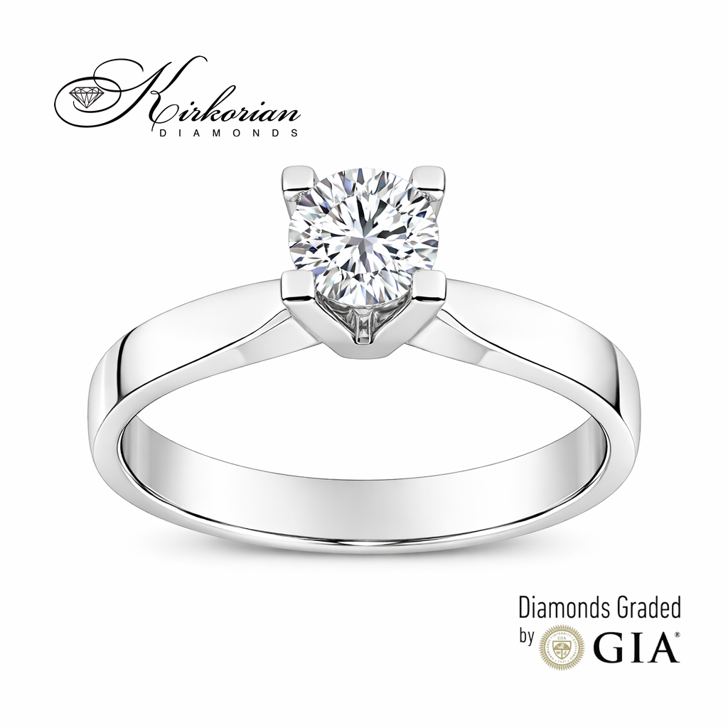 Класически годежен пръстен от бяло злато 14k с диамант 0.30ct GIA сертификат K641