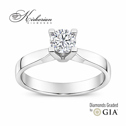 Класически годежен пръстен от бяло злато 14k с диамант 0.30ct GIA сертификат K641