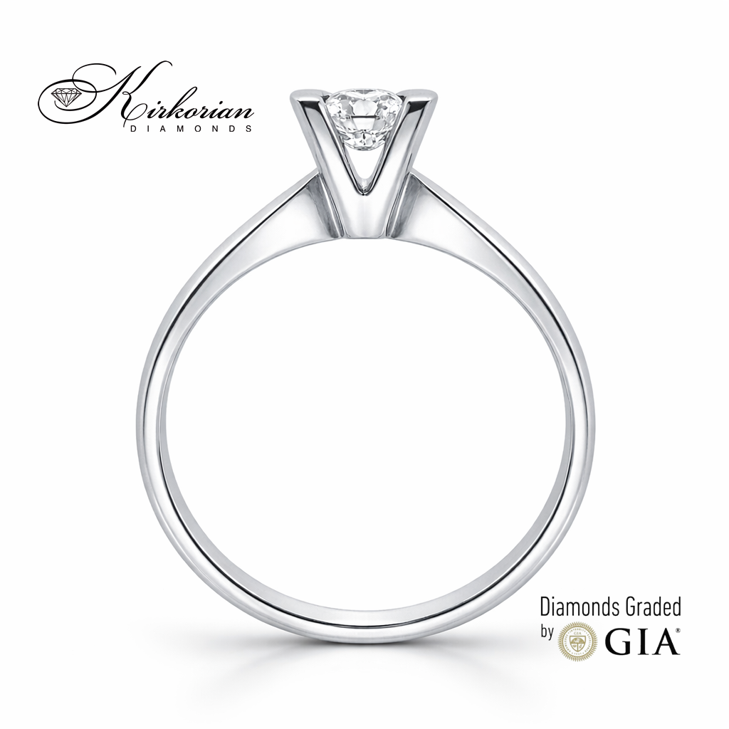 Класически годежен пръстен от бяло злато 14k с диамант 0.30ct GIA сертификат K641