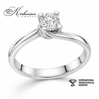 Годежен пръстен от бяло злато 18k с диамант 0.50ct IGI сертификат – модел K642