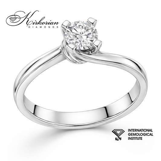 Годежен пръстен от бяло злато 18k с диамант 0.50ct IGI сертификат – модел K642