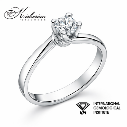 Годежен пръстен от бяло злато 18k с диамант 0.50ct IGI сертификат – модел K642