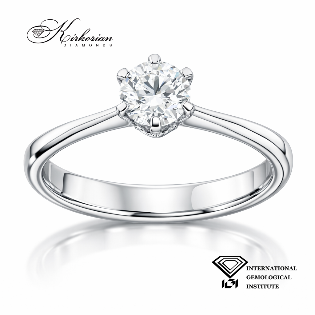 класически солитер годежен пръстен с диамант 0.50 ct IGI бяло злато 18k