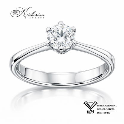 класически солитер годежен пръстен с диамант 0.50 ct IGI бяло злато 18k