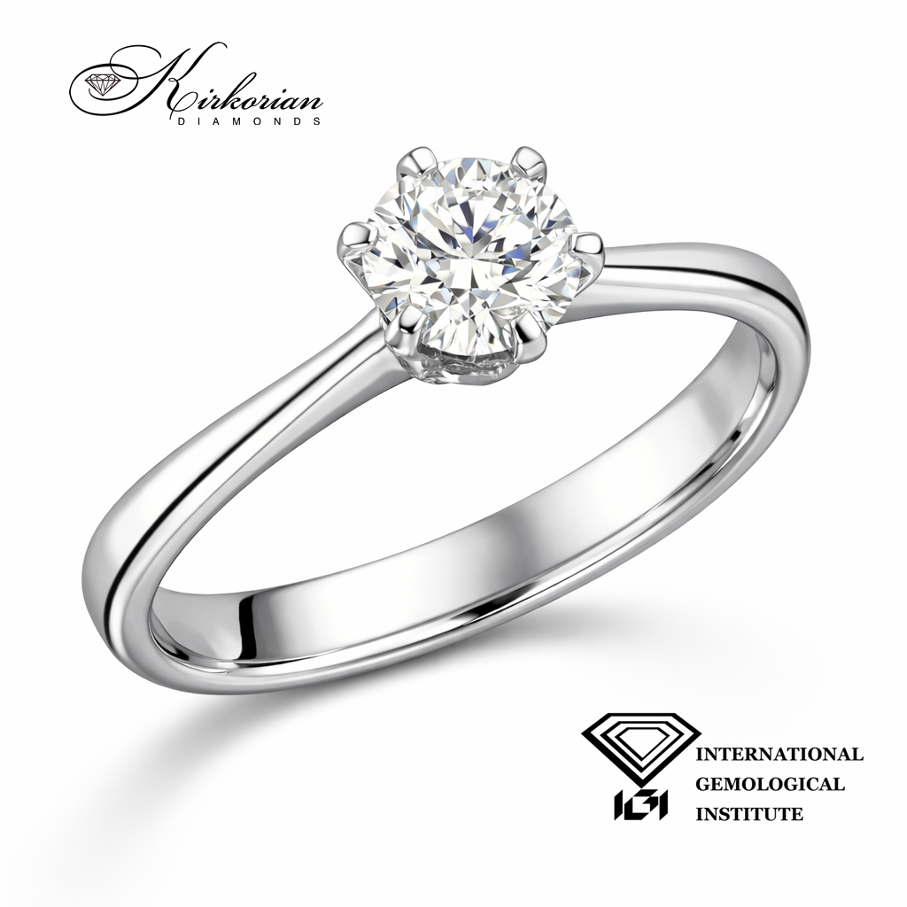 класически годежен пръстен солитер с диамант 0.50 ct IGI бяло злато 18k