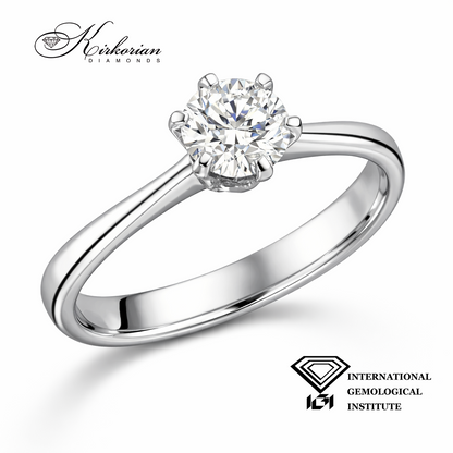 класически годежен пръстен солитер с диамант 0.50 ct IGI бяло злато 18k