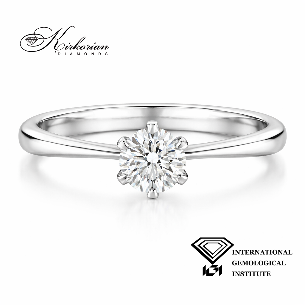 елегантен диамантен годежен пръстен 0.50 ct IGI сертификат бяло злато 18k