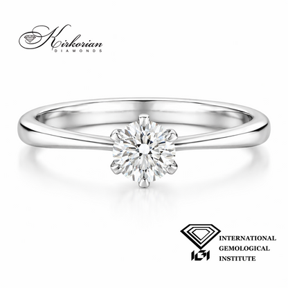 елегантен диамантен годежен пръстен 0.50 ct IGI сертификат бяло злато 18k