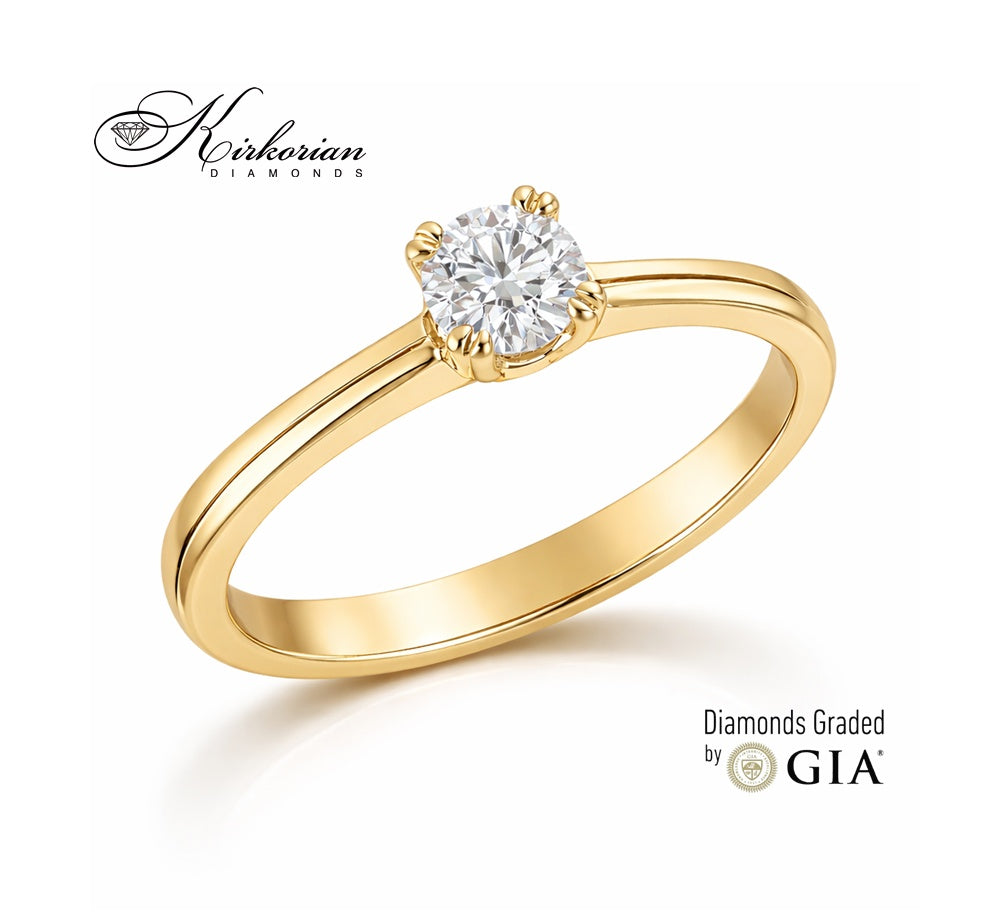 Годежен пръстен K646A от жълто злато с диамант 0.30ct D/VS2 GIA