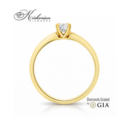Годежен пръстен K646A от жълто злато с диамант 0.30ct D/VS2 GIA