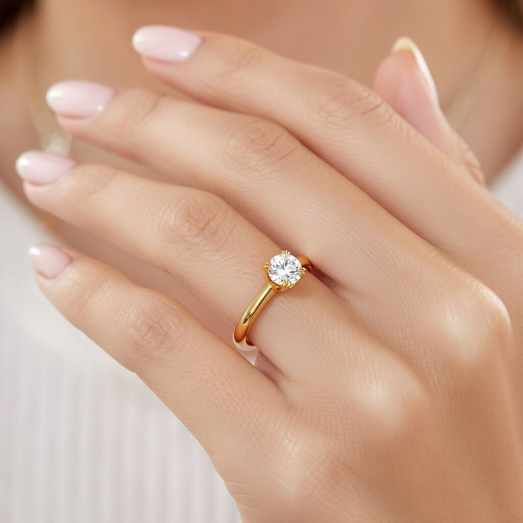 Годежен пръстен K646A от жълто злато с диамант 0.30ct D/VS2 GIA