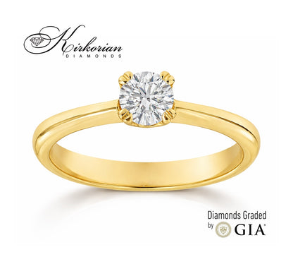 Годежен пръстен K646A от жълто злато с диамант 0.30ct D/VS2 GIA