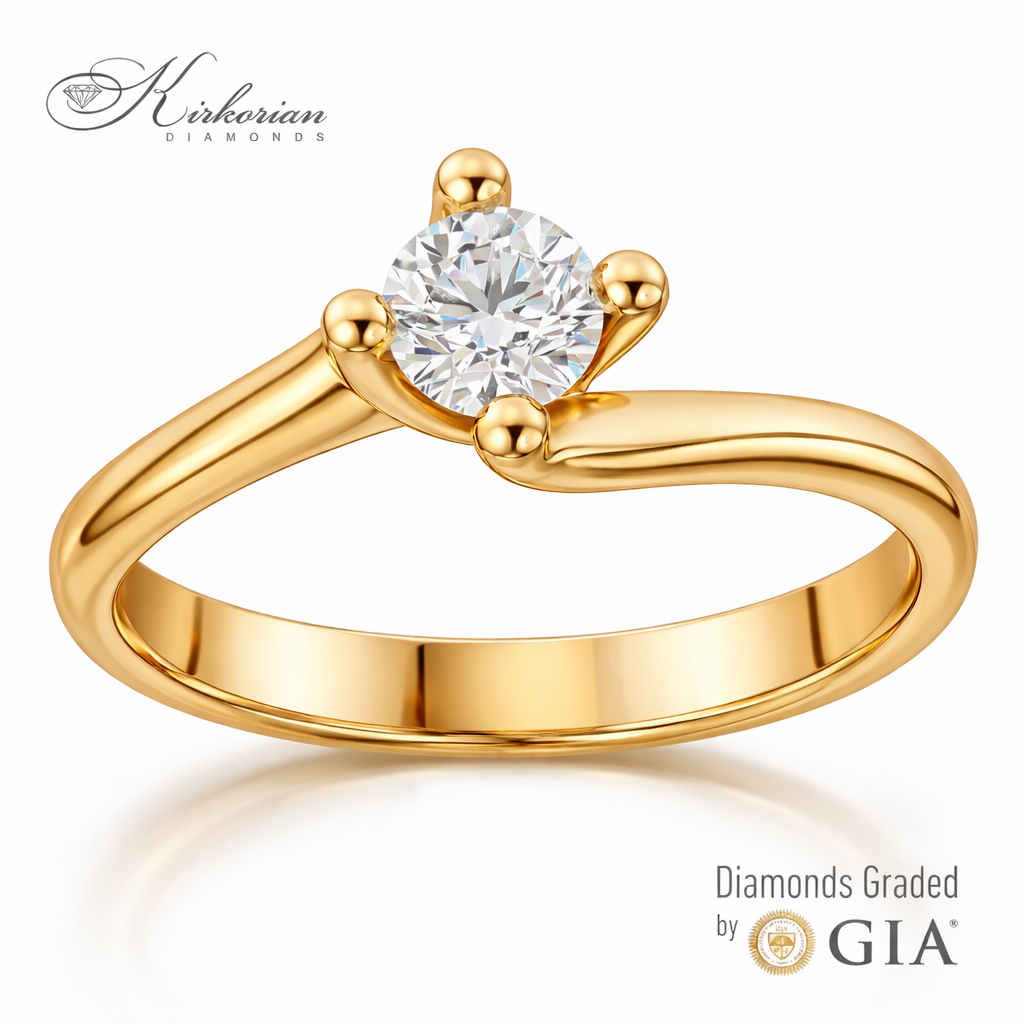 Годежен пръстен от жълто злато 14k с диамант 0.50ct IGI – модел K647B