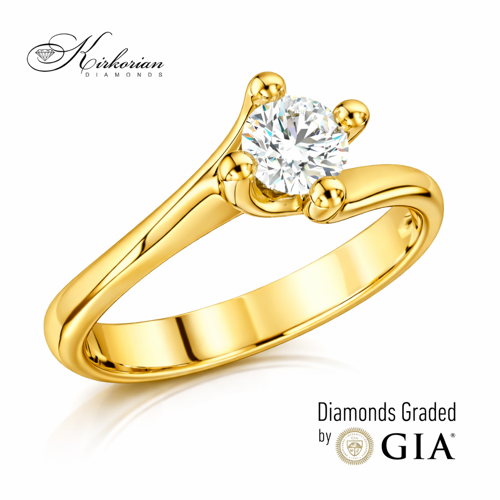 Годежен пръстен от жълто злато 14k с диамант 0.50ct IGI – модел K647B