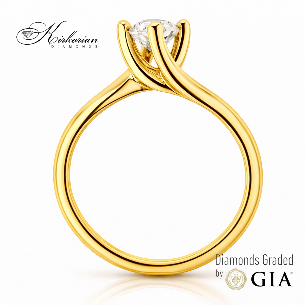 Годежен пръстен от жълто злато 14k с диамант 0.50ct IGI – модел K647B